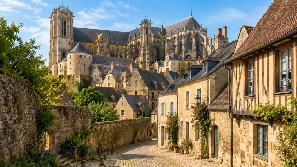 Centre historique du Mans et cathédrale Saint-Julien, en lien avec un service de traduction au Mans.