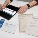 Dossier CAF avec acte de naissance et traduction assermentée pour une démarche auprès de la Caisse d’allocations familiales.