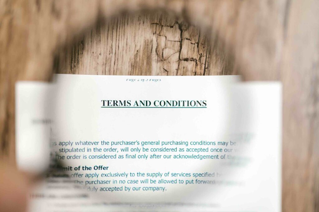 Traduction des conditions générales de vente en anglais Document « Terms and Conditions » en anglais représentant la traduction des conditions générales de vente.